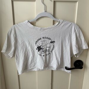 White Brandy Melville Graphic Crop Top